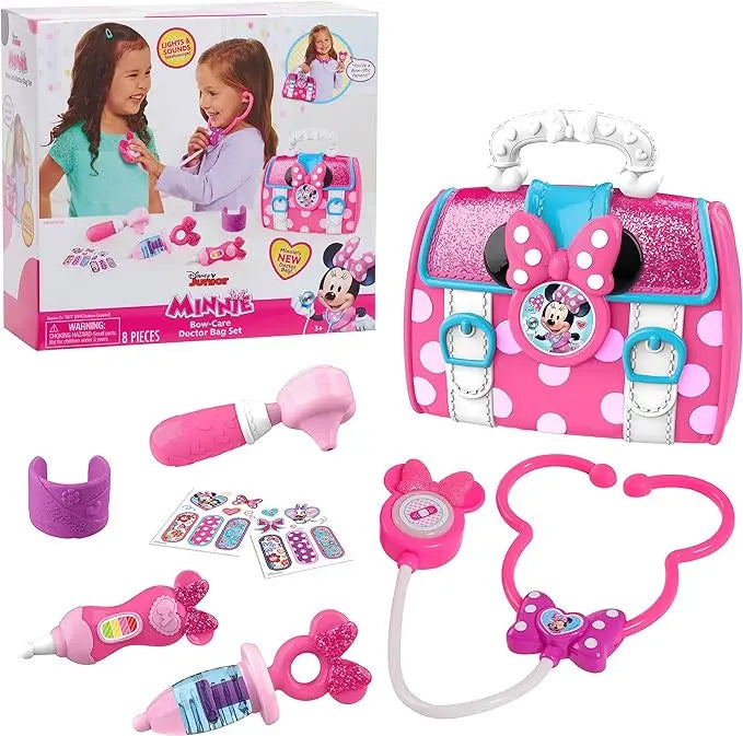 Disney Junior’s Minnie Mouse Bow-Care Doctor Bag Set, Dress Up and Pretend Play, Kids Toys for Ages 3 Up by Just Play - Figurio