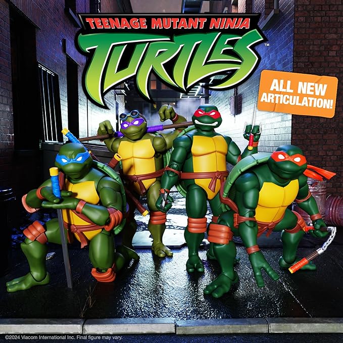 Super7 ULTIMATES! Teenage Mutant Ninja Turtles Michelangelo - 7" TMNT Action Figure with Accessories Classic Cartoon Collectibles and Retro Toys - Figurio