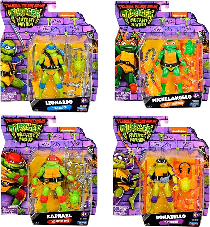 Teenage Mutant Ninja Turtles: Mutant Mayhem Basic Figure Turtle 4-Pack Bundle by Playmates Toys - Figurio