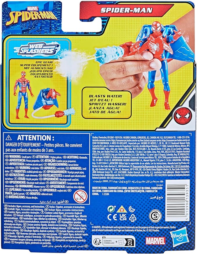 Marvel Spider-Man Aqua Web Warriors 4-Inch Spider-Man Action Figure with Refillable Water Gear Accessory, Action Figures for Boys and Girls 4 and Up - Figurio