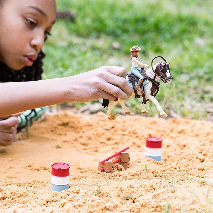 Schleich Horse Club, Horse Toys for Girls and Boys, Hannah's Western Riding Horse Set with Rider and Horse Toy, 12 pieces, Ages 5+ - Figurio