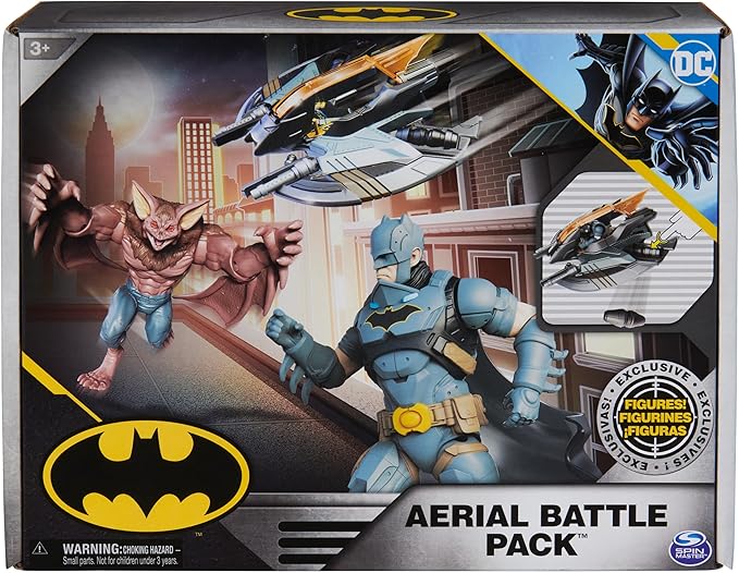 DC Comics, Batman Aerial Battle Pack (Amazon Exclusive), Batwing Vehicle, 4-inch Batman & Man-Bat Action Figure, Super Hero Kids Toys for Boys & Girls - Figurio