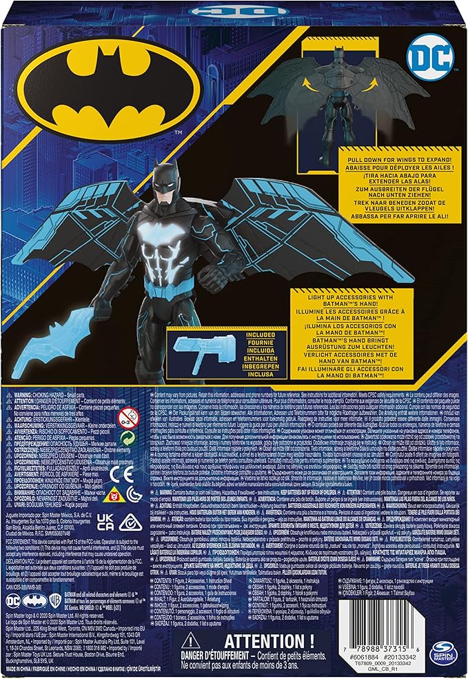 DC Comics Batman Bat-Tech 12-inch Deluxe Action Figure with Expanding Wings, Lights and Over 20 Sounds, Kids Toys for Boys - Figurio