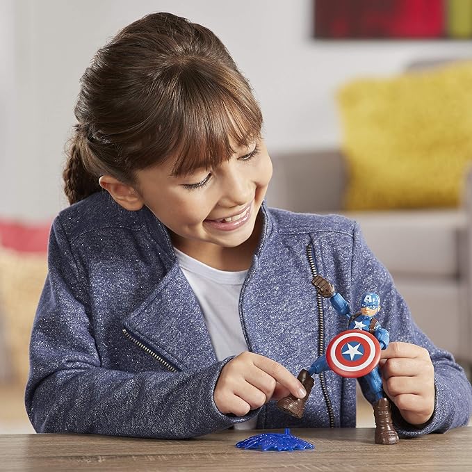 Avengers Marvel Bend and Flex Action Figure Toy, 6-Inch Flexible Captain America Figure, Includes Blast Accessory, for Kids Ages 4 and Up - Figurio