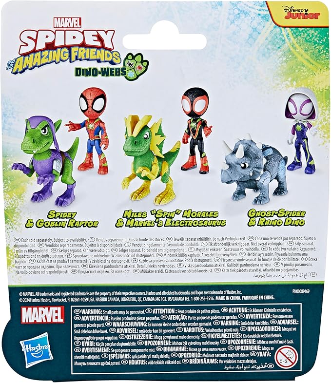 Spidey and his Amazing Friends Marvel Dino-Webs, Spidey and Goblin Raptor Action Figures Set, Super Hero Toys for Boys and Girls Ages 3 and Up - Figurio