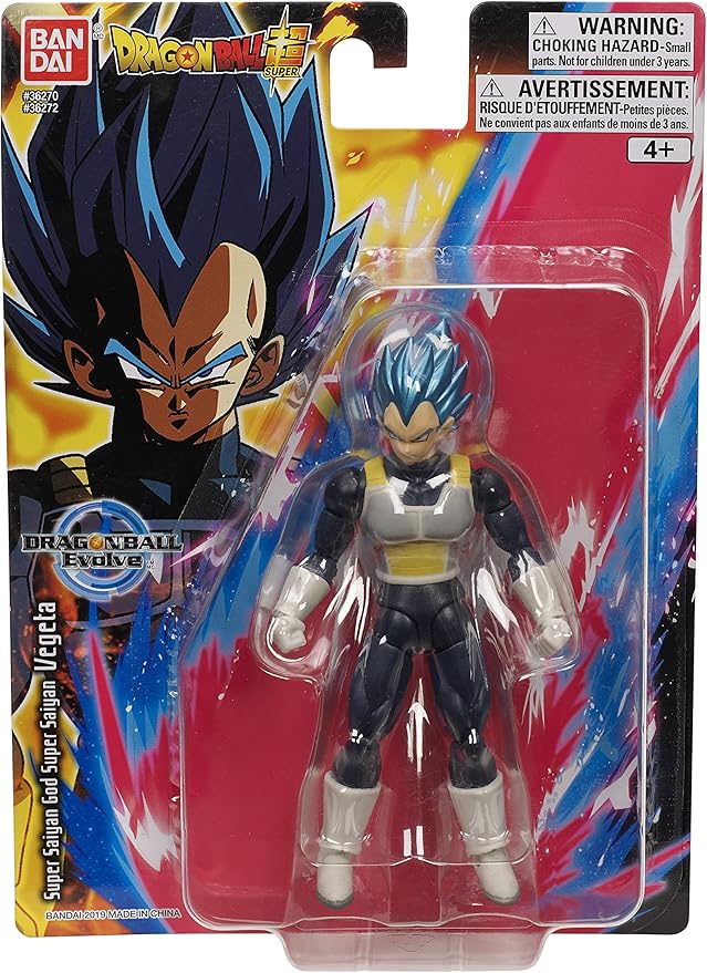 Bandai Namco - Dragon Ball Super - Super Saiyan Blue Vegeta, Dragon Ball Evolve 5" Action Figure - Figurio