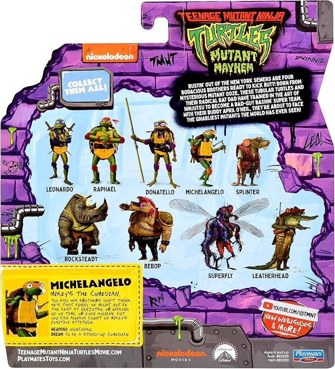 Teenage Mutant Ninja Turtles: Mutant Mayhem 4.25” Michelangelo Basic Action Figure by Playmates Toys - Figurio