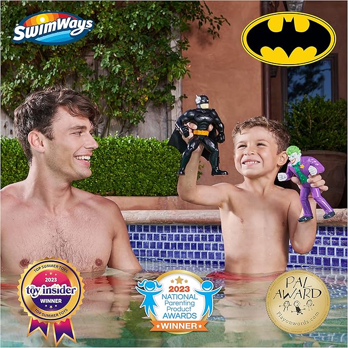 Swimways DC Batman Floatin' Figures, Swimming Pool Accessories & Kids Pool Toys, Batman Party Supplies & Water Toys for Kids Aged 3 & Up, Batman & Joker 2-Pack - Figurio