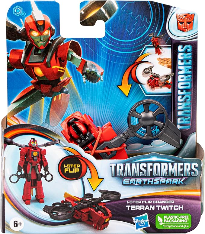 Transformers Toys EarthSpark 1-Step Flip Changer Terran Twitch, 4-Inch Action Figure, Robot Toys for Ages 6 and Up - Figurio