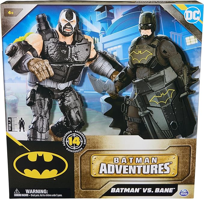 DC Comics, Batman Adventures Battle Pack, Bane and Batman Action Figures Set, 14 Armor Accessories, 12-inch Super Hero Kids Toy for Boys & Girls - Figurio