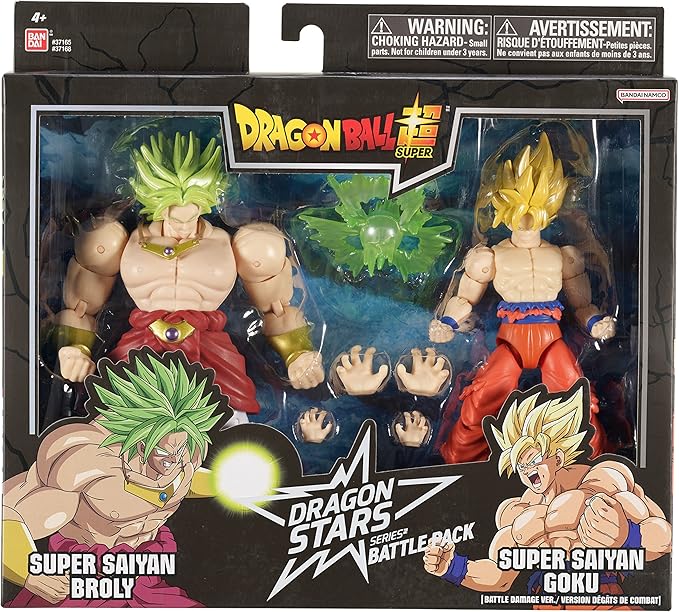 Dragon Stars Series - Dragon Ball Super - Super Saiyan Goku (Battle Damage Ver.) vs Super Saiyan Broly Battle Pack Action Figure Set - Figurio