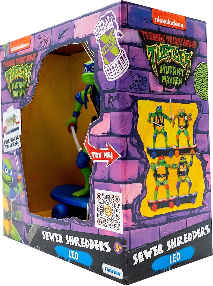 Teenage Mutant Ninja Turtles 5" Sewer Shredders Leonardo Movie Edition, Ages 3+, Pretend Play Toy Figure Playsets, Shred and Battle with TMNT Skate Toy! - Figurio