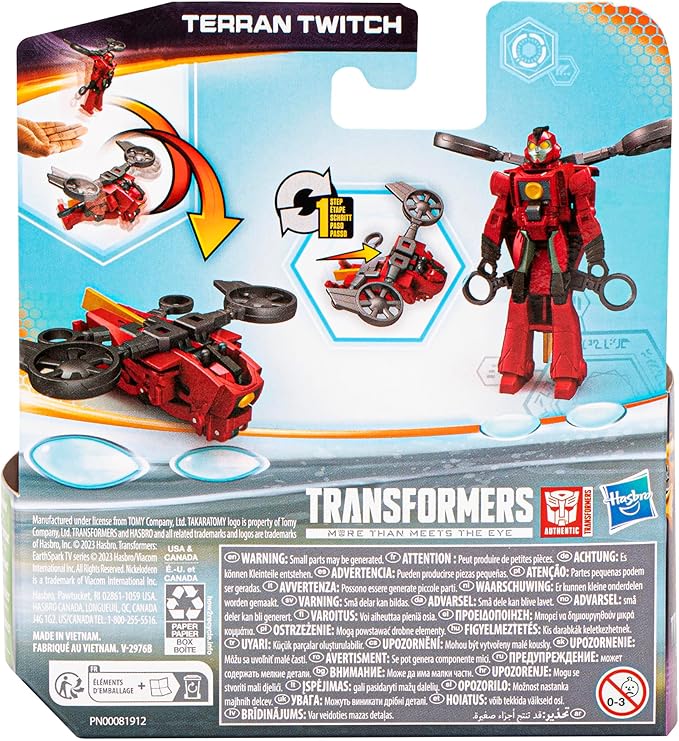 Transformers Toys EarthSpark 1-Step Flip Changer Terran Twitch, 4-Inch Action Figure, Robot Toys for Ages 6 and Up - Figurio