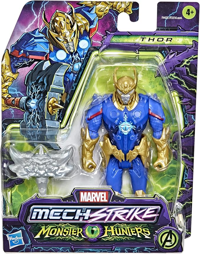 Marvel Avengers Mech Strike Monster Hunters Thor Toy, 6-Inch-Scale Action Figure with Accessory, Toys for Kids Ages 4 and Up - Figurio