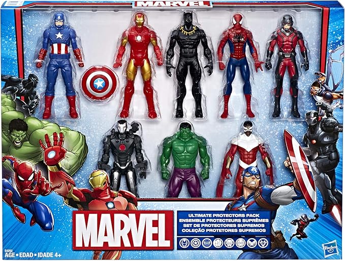 Marvel Avengers Action Figures - Iron Man, Hulk, Black Panther, Captain America, Spider Man, Ant Man, War Machine & Falcon! (8) - Figurio