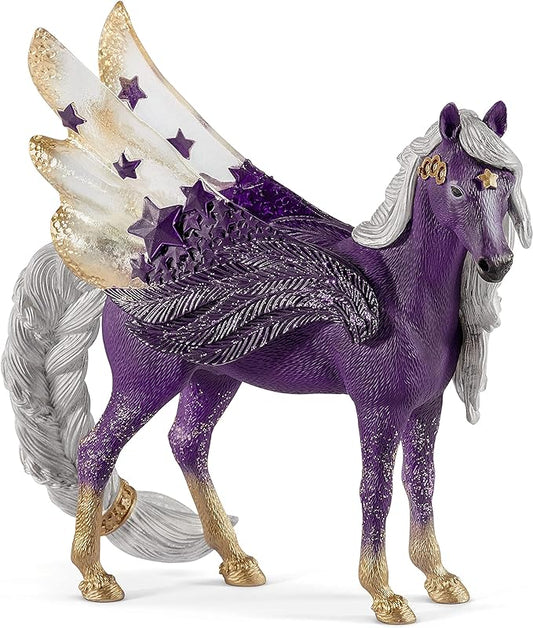 Schleich bayala Star Unicorn Flying Pegasus Figurine - Fantastic Purple and Gold Unicorn Fantasy Figurine, Bring Smile and Joy, Gift for Boys and Girls, Fans of Fantasy, Kids Age 5+ - Figurio