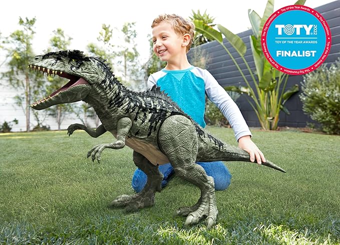 Mattel Jurassic World Super Colossal Giganotosaurus Dinosaur Action Figure Toy, 3-ft+ Long with Eating Feature - Figurio