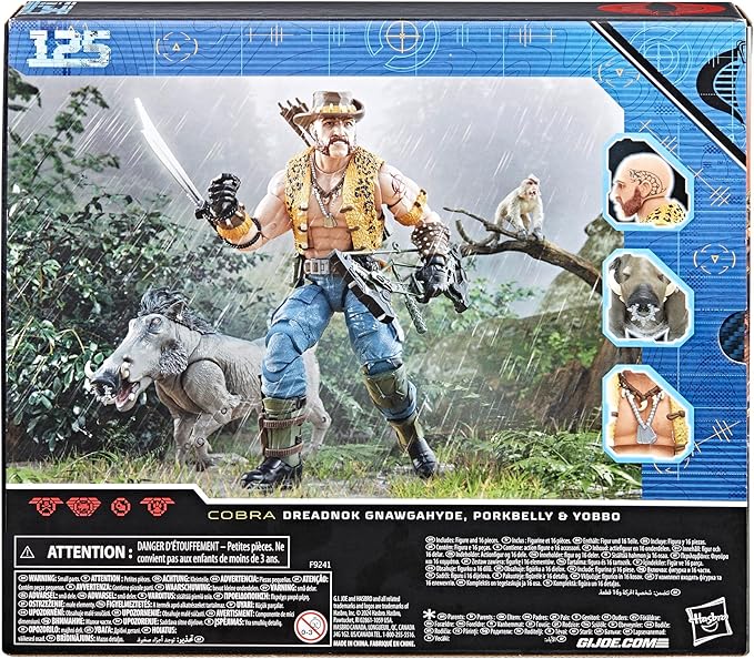 G.I. Joe Classified Series #125, Dreadnok Gnawgahyde and Pets Porkbelly & Yobbo, Collectible 6-Inch Action Figure with 16 Accessories - Figurio