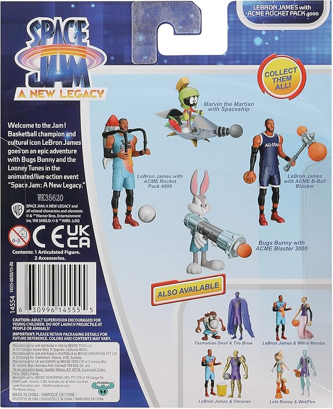 Moose Toys Space Jam: A New Legacy - Baller Action Figure - 5" Lebron James with Acme B-Ball Blocker - Figurio