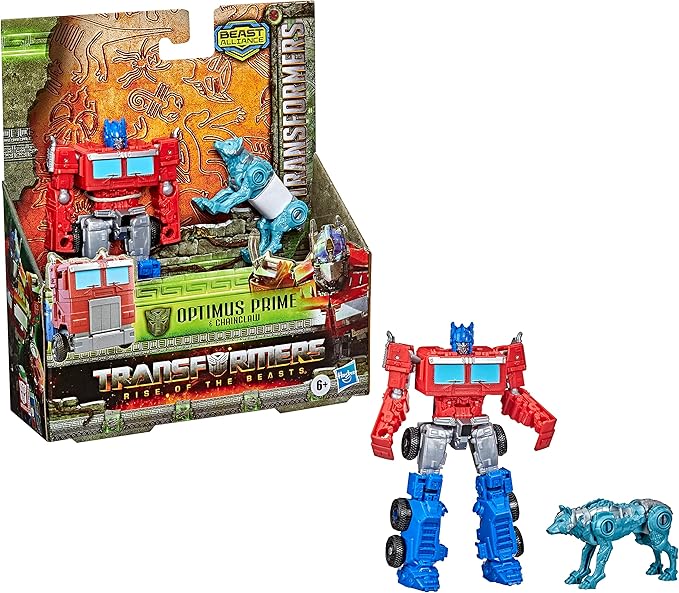 Transformers: Rise of The Beasts Movie Beast Alliance Beast Weaponizers 2-Pack Optimus Prime & Chainclaw Toys, Age 6 and Up, 5-inch - Figurio