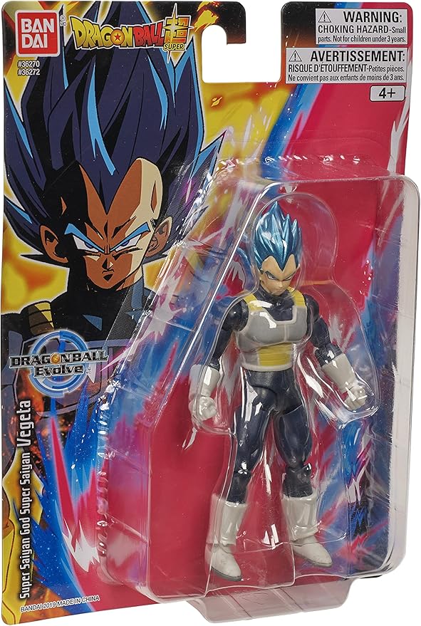 Bandai Namco - Dragon Ball Super - Super Saiyan Blue Vegeta, Dragon Ball Evolve 5" Action Figure - Figurio