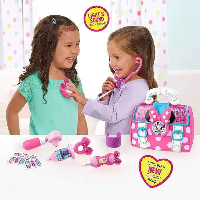 Disney Junior’s Minnie Mouse Bow-Care Doctor Bag Set, Dress Up and Pretend Play, Kids Toys for Ages 3 Up by Just Play - Figurio