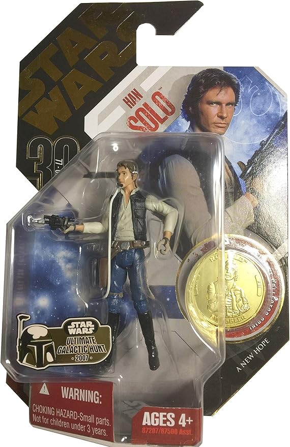 Star Wars 30th Anniversary Han Solo A New Hope 3.75 Inch Action Figure With Gold Coin - Figurio