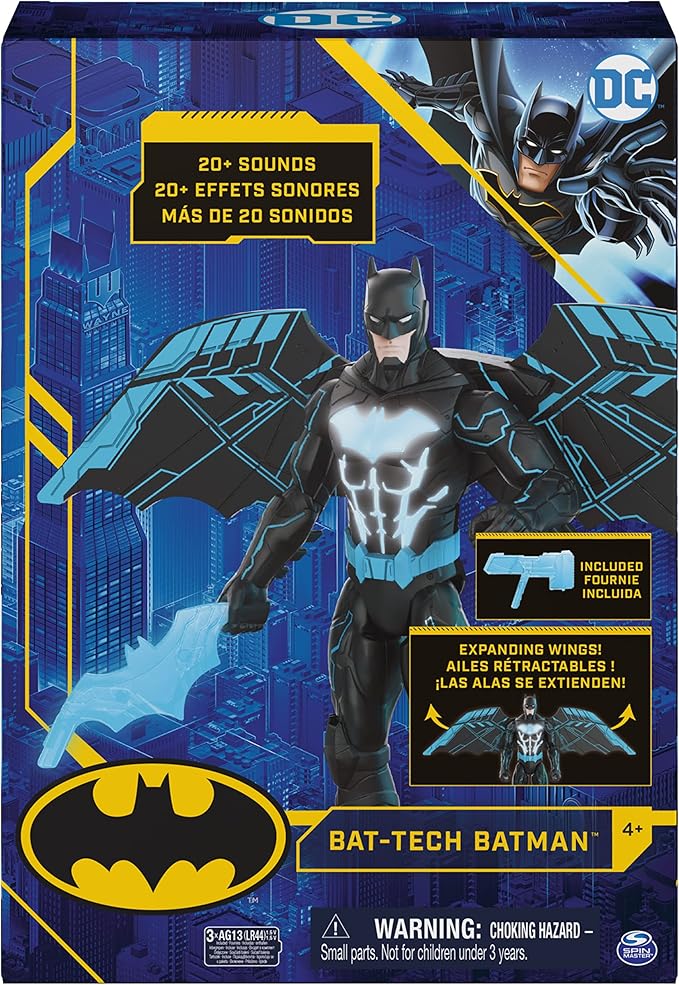 DC Comics Batman Bat-Tech 12-inch Deluxe Action Figure with Expanding Wings, Lights and Over 20 Sounds, Kids Toys for Boys - Figurio