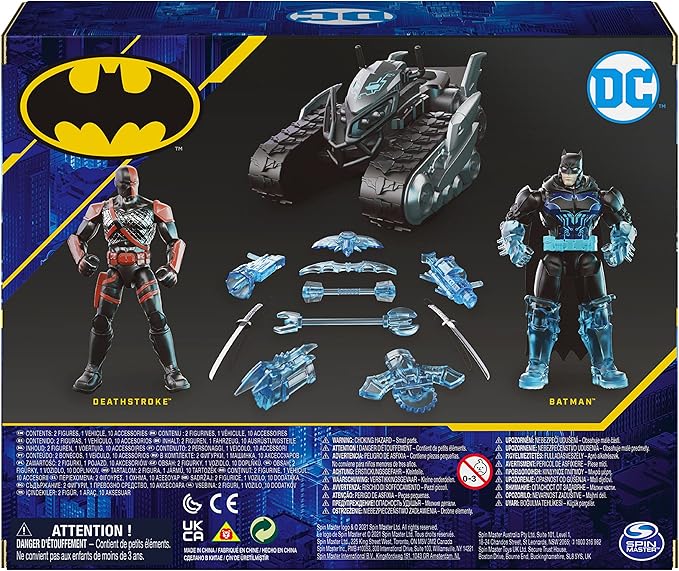 DC Comics Batman Bat-Tech Crawler with 4-inch Exclusive Deathstroke and Batman Action Figures, Includes 12 Accessories, Kids Toys for Boys Ages 3 and Up - Figurio