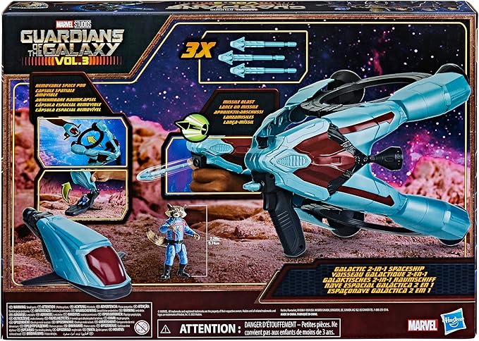 Hasbro Marvel Guardians of The Galaxy Vol.3 Galactic Spaceship,Rocket Action Figure with Vehicle and Blaster Accessory,Superhero Toys for Kids - Figurio