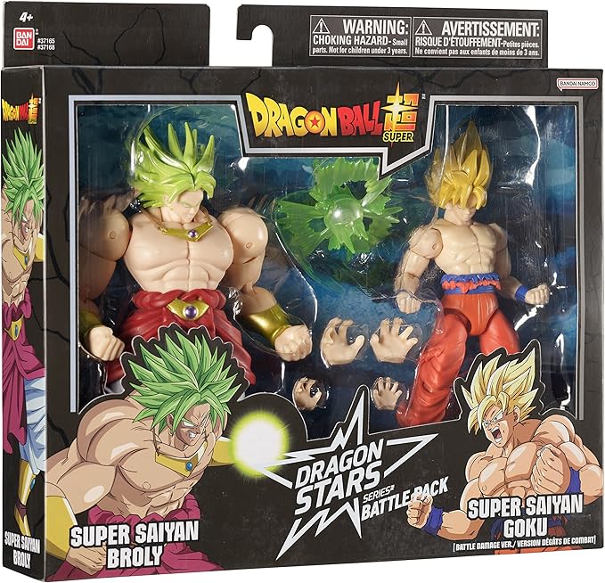 Dragon Stars Series - Dragon Ball Super - Super Saiyan Goku (Battle Damage Ver.) vs Super Saiyan Broly Battle Pack Action Figure Set - Figurio