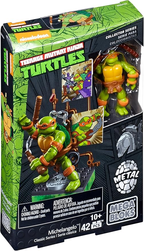 Mega Bloks Teenage Mutant Ninja Turtles Collectors 1987 Classic Michaelangelo Figure - Figurio