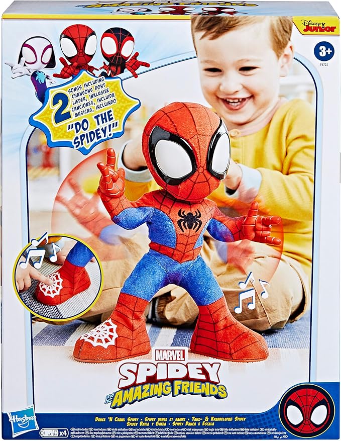 Spidey and his Amazing Friends Marvel Dance 'N Crawl Spidey, Interactive Plush Toy with 20 Phrases & Sounds, 2 Songs, Super Hero Toys for Kids 3 & Up - Figurio