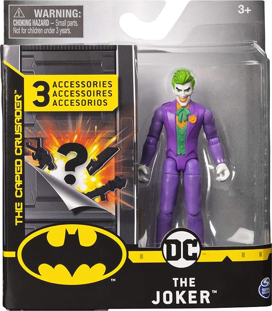 BATMAN 6056747, 4-Inch The Joker Action Figure with 3 Mystery Accessories, Mission 1, Multicolour - Figurio