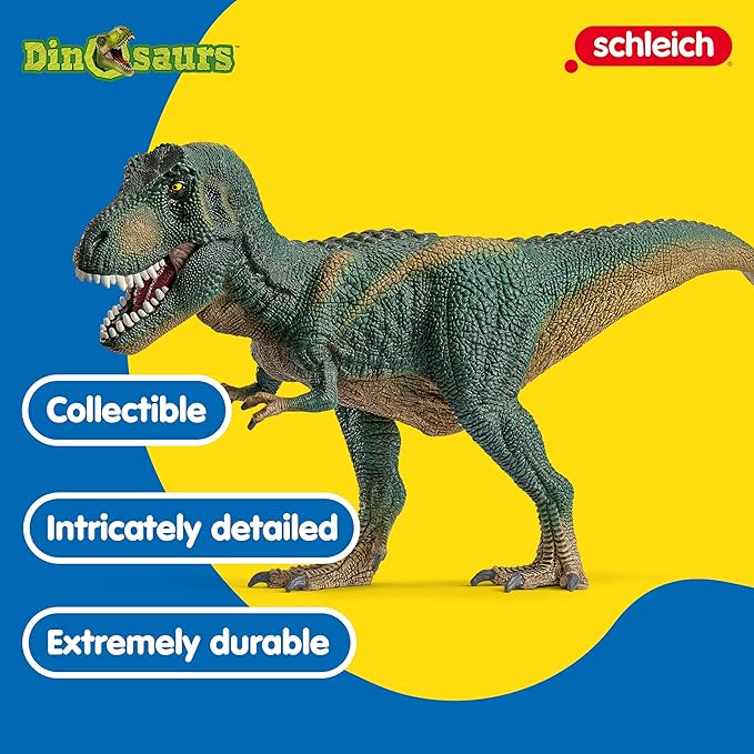 schleich DINOSAURS — Tyrannosaurus Rex, T-Rex Toy with Realistic Detail and Movable Jaw, Imagination-Inspiring Dinosaur Toys for Girls and Boys Ages 4+, Dark Green - Figurio