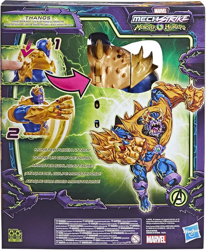 Marvel Avengers Mech Strike Monster Hunters Monster Punch Thanos Toy, 9-Inch-Scale Deluxe Action Figure, Toys for Kids Ages 4 and Up - Figurio