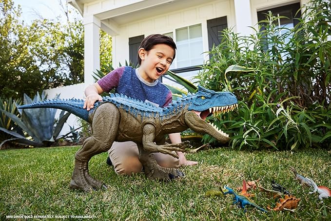 Mattel Jurassic World Super Colossal Allosaurus Action Figure, Extra Large Dinosaur Can Swallow 20 Mini Figures, 38-inch Long XL Action Play Toy - Figurio