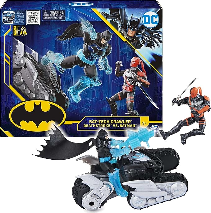 DC Comics Batman Bat-Tech Crawler with 4-inch Exclusive Deathstroke and Batman Action Figures, Includes 12 Accessories, Kids Toys for Boys Ages 3 and Up - Figurio