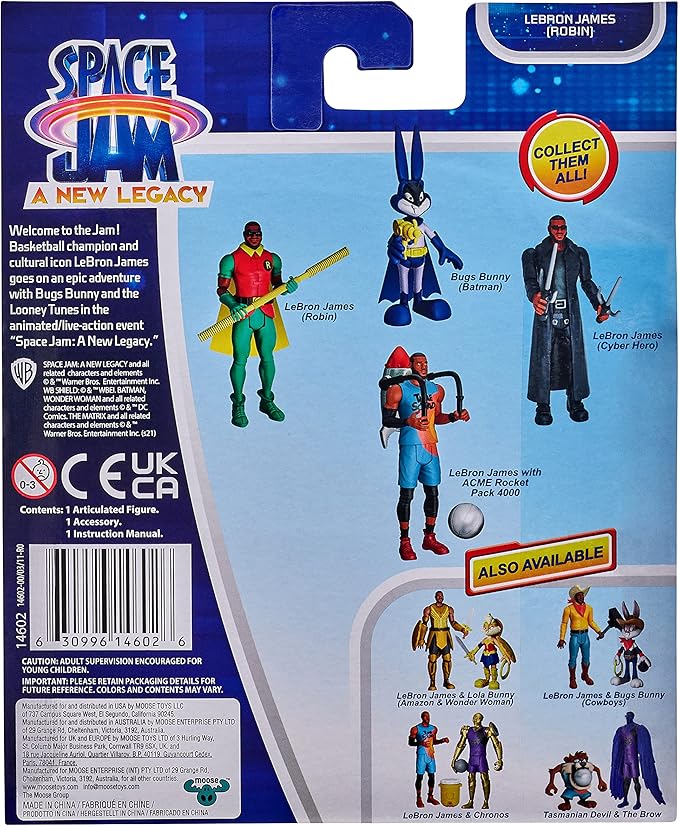 Moose Toys Space Jam: A New Legacy - Baller Action Figure - 5" Lebron James (Robin), Multicolor, (14602) - Figurio