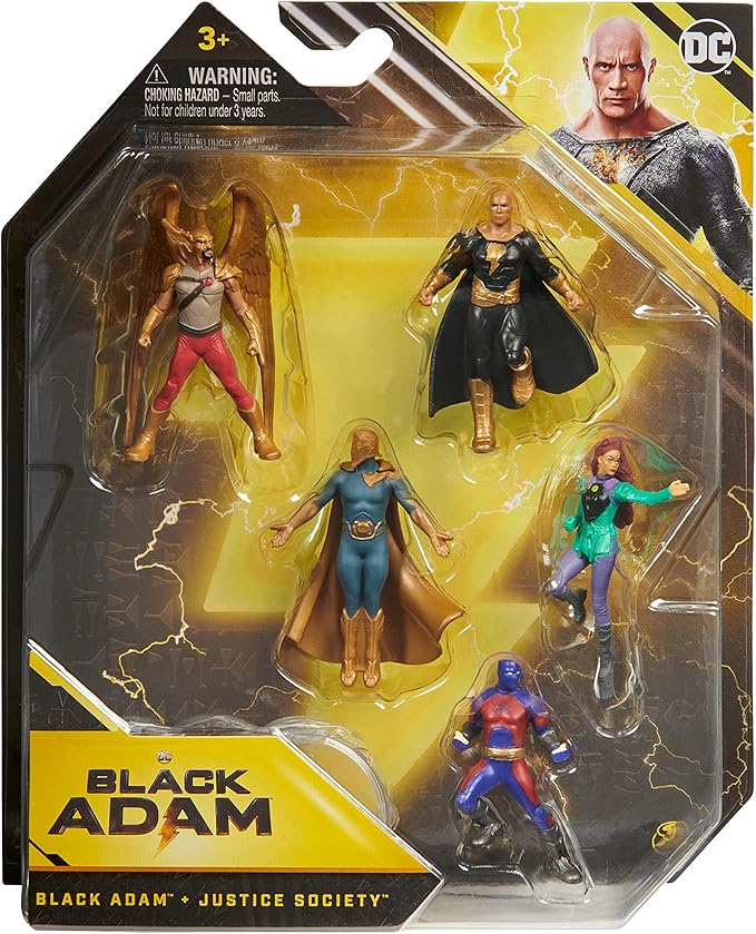 DC Comics, Black Adam Justice Society Set 5-Pack, 2-Inch Action Figures with Stands, Black Adam Movie Collectible Kids Toys, Ages 3 and Up - Figurio