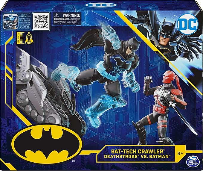 DC Comics Batman Bat-Tech Crawler with 4-inch Exclusive Deathstroke and Batman Action Figures, Includes 12 Accessories, Kids Toys for Boys Ages 3 and Up - Figurio