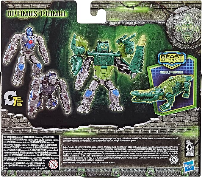 Transformers: Rise of The Beasts Movie, Beast Alliance, Beast Combiners 2-Pack Optimus Primal & Skullcruncher Toys, Ages 6 and Up, 5-inch - Figurio