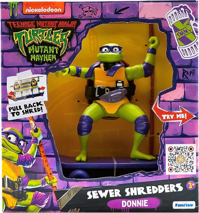 Teenage Mutant Ninja Turtles 5" Sewer Shredders Donatello Movie Edition for Ages 3+ - Shred & Battle with Bo Staff - Collect All 4! - Figurio