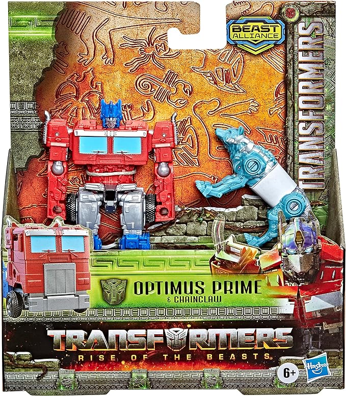 Transformers: Rise of The Beasts Movie Beast Alliance Beast Weaponizers 2-Pack Optimus Prime & Chainclaw Toys, Age 6 and Up, 5-inch - Figurio